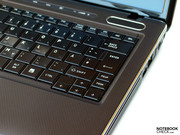 A short stroke and the lacquered, almost sticky surface, of the keys influence the feel of typing.