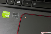 The lit touchpad LED indicates the pad's deactivation.