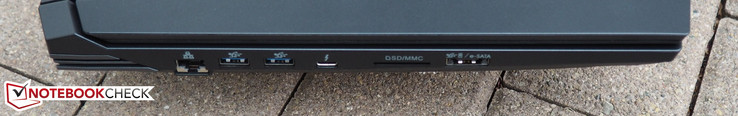Left: RJ45-LAN, 2x USB 3.0, USB 3.1 Type-C, card reader, eSATA/USB 3.0