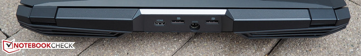Rear: HDMI, DisplayPort, power socket, DisplayPort