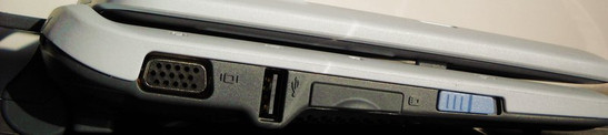Left: VGA, USB, SD card reader, power on