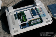 The netbook can be upgraded through the cover on the bottom side.