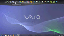 Vaio Quickstart-Panel above the Desktop