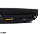 A powered USB 2.0 in the front area of the left side edge.