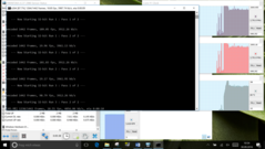 x264 Benchmark with temperatures and fan speed. The CPU quickly reaches 98 °C and will reduce the speed from 3.1 to 2.8 GHz.