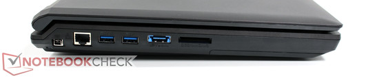 Left: Firewire, LAN, 2x USB 3.0, USB 3.0/eSATA, SD card reader