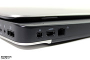External monitors can be connected via (mini) display port and HDMI.