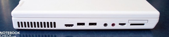 Left Side: HDMI, 2x USB 2.0, Audio (S/PDIF), ExpressCard, SD Cardreader