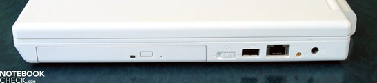 Right Side: DVD (Blu-Ray) drive, USB 2.0, LAN, antenna, power supply