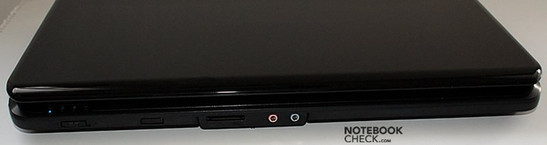 Front side: WLAN switch, CIR, fingerprint reader, microphone, headphones