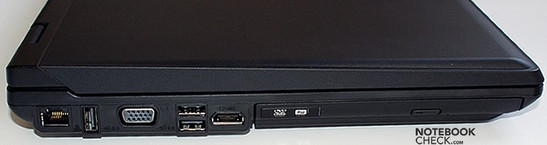 Left: LAN, USB, VGA, 2x USB, HDMI, optical drive