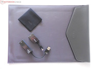 up to the comprehensive accessories bundle, which includes an artificial leather sleeve, dongles and a microfiber cloth besides a manual and PSU. That is impressive.