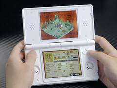 The Anbernic RG DS playing Mercenaries Saga 2, a Nintendo 3DS game. (Image source: Anbernic - edited)
