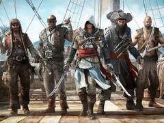 Assassin’s Creed IV: Black Flag artwork featuring Edward Kenway with his crew of pirates on a ship (Image source: Ubisoft)