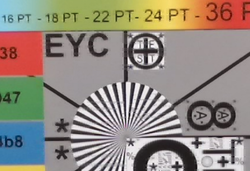 Compression artifacts on the test card