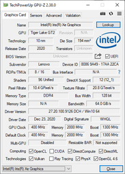 GPU-Z Intel Iris Xe Graphics