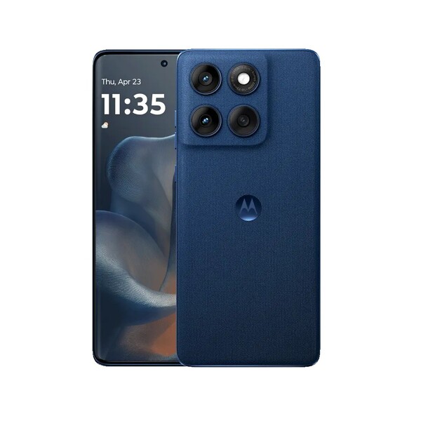 The Gibralatar Sea Motorola Edge 60 looks like it has a fabric finish, but it is actually silicone. (Image source: Motorola)