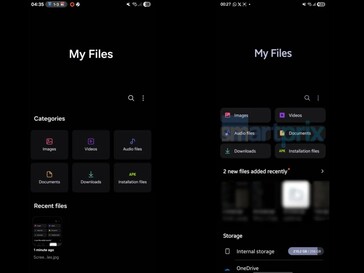 Left: My Files app on One UI 7. Right: My Files app on One UI 8 (edited). (Image source: Smartprix)