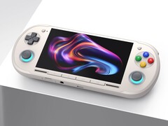 The Retroid Pocket 6 has symmetrical thumbsticks and four buttons below the screen. (Image source: Retroid)
