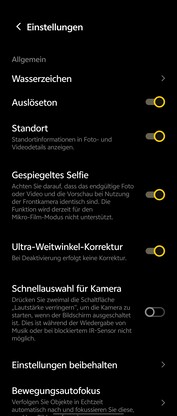 Camera settings