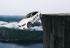 Uber may be headed for trouble if expenses continue to climb. (Image source: stock w/edits, Uber logo via Uber)