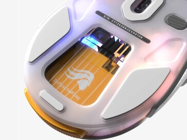 Battery slot for the Glorious Model O3 Wireless in white. (Image source: Glorious)