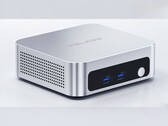 The image shows a photo of the Peladn WO5 304 mini PC in a silver colorway 