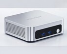 The image shows a photo of the Peladn WO5 304 mini PC in a silver colorway