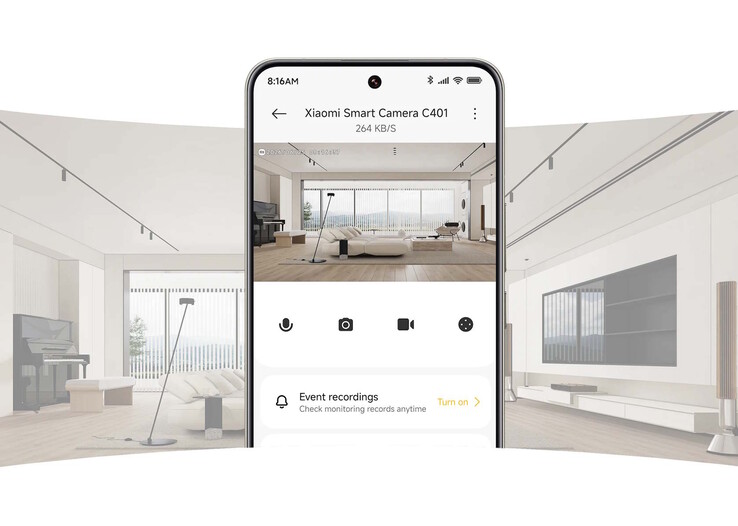 The camera should also be able to monitor even larger rooms without any problems