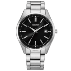 Citizen CB0300-53E radio-controlled Eco-Drive watch featuring a sunburst black dial and 40mm stainless steel case, three-link bracelet, and date window at 3 o'clock.