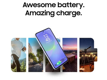 The Galaxy A36 has the same battery capacity as its predecessor but charges faster. (Image source: Samsung)
