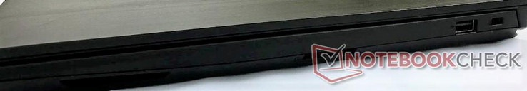 Right: Speaker, SD card reader (along bottom), USB 3.0 Type-A, Kensington lock