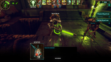 Pictured: a gameplay screenshot from Warhammer 40,000: Mechanicus.