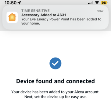 Shortly after the setup, Apple's Home will send a notification.