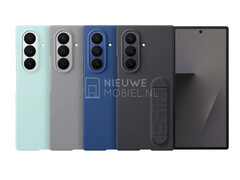 The Galaxy Z Fold7 can already be seen in its four launch colours via these leaked first-party cases. (Image source: via NieuweMobiel)