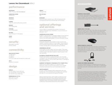 Lenovo 14e Gen 2 Chromebook - Specifications. (Image Source: Lenovo)