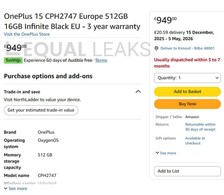 OnePlus 15 listing in Amazon UK (Image Source: Equal Leaks)