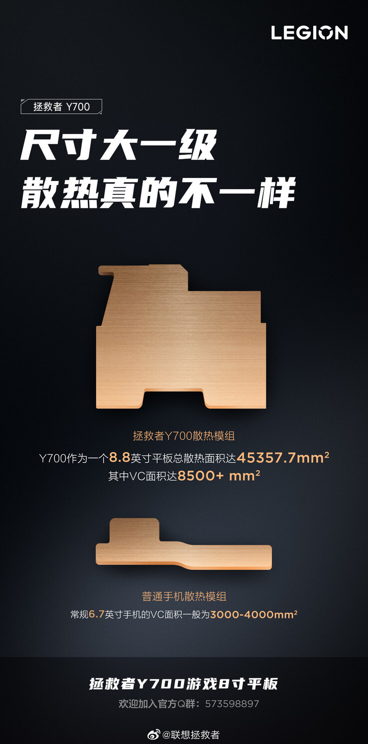 Lenovo compares the vapor chamber made for the Y700 with that of a phone. (Source: Lenovo Legion via Weibo)