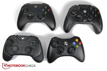 Clockwise from top left: Microsoft Xbox One Controller, Turtle Beach Recon Controller, Razer Wolverine V2 Chroma, Microsoft Xbox 360 Controller