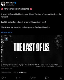 The Last of Us PS5 Special Edition billbil-kun X post (Image source: screenshot, billbil-kun X account)
