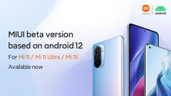 Android 12 is available on limited release for the Mi 11, Mi 11i and Mi 11 Ultra. (Image source: Xiaomi via @stufflistings)