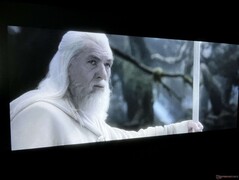 Detail remains clear in difficult areas, such as Gandalf's hair. Also, there is no color banding or haloing around his staff. (Image: The Lord of the Rings: The Return of the King from New Line Cinema)