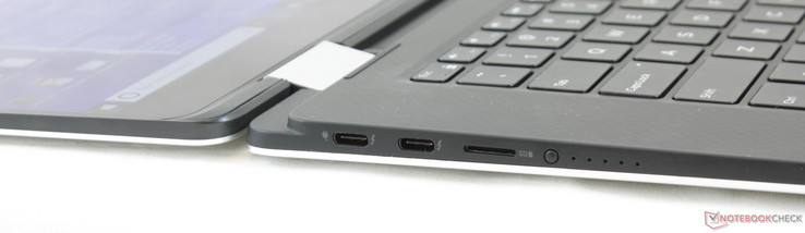 Left: 2x USB Type-C w/ Thunderbolt 3, MicroSD reader, Battery check