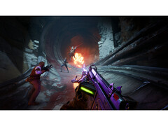 A screenshot from the Painkiller remake that shows off the game's surreal environments and co-op gameplay. (Image Source: Steam)