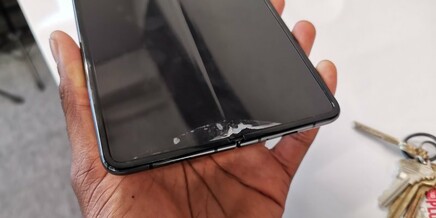 Protective film already peeling away (Source: @MKBHD/Twitter)