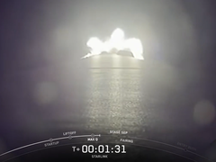 View from a camera mounted to the first stage of a SpaceX Falcon 9 rocket (Image Source: SpaceX)