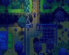 Stardew Valley Steam screenshot showing character holding a star in a thunder storm