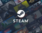 The Steam logo, against an assortment of game thumbnails.