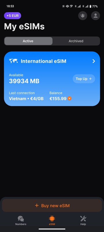 The app displays your Ycoin balance also as MB at the current country's price.