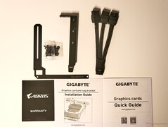 Warranty card, Quick start guide, Anti-sag bracket, and 12VHPWR to 3x 8-pin power cable